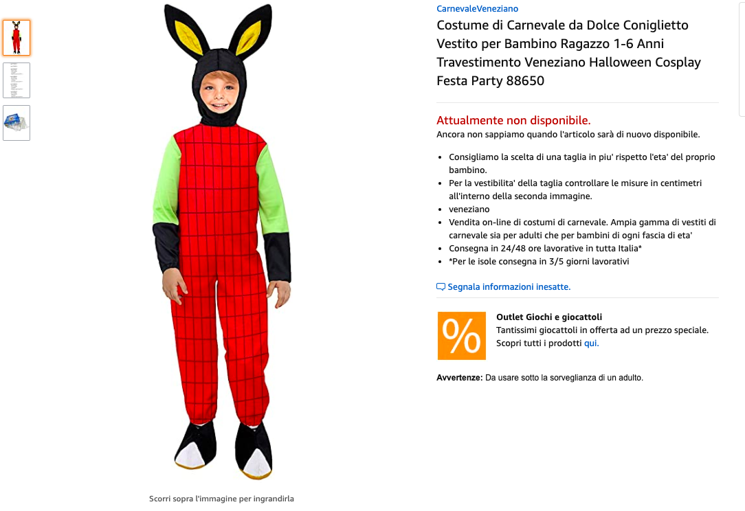 Bing bunny e il costume di Carnevale non autorizzato