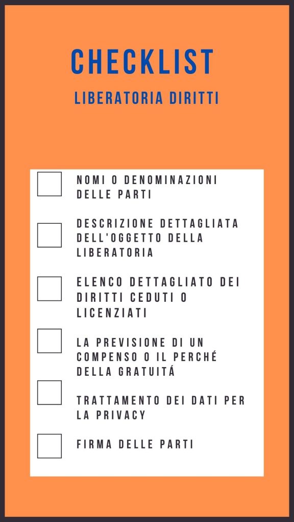 checklist liberatoria diritti immagine